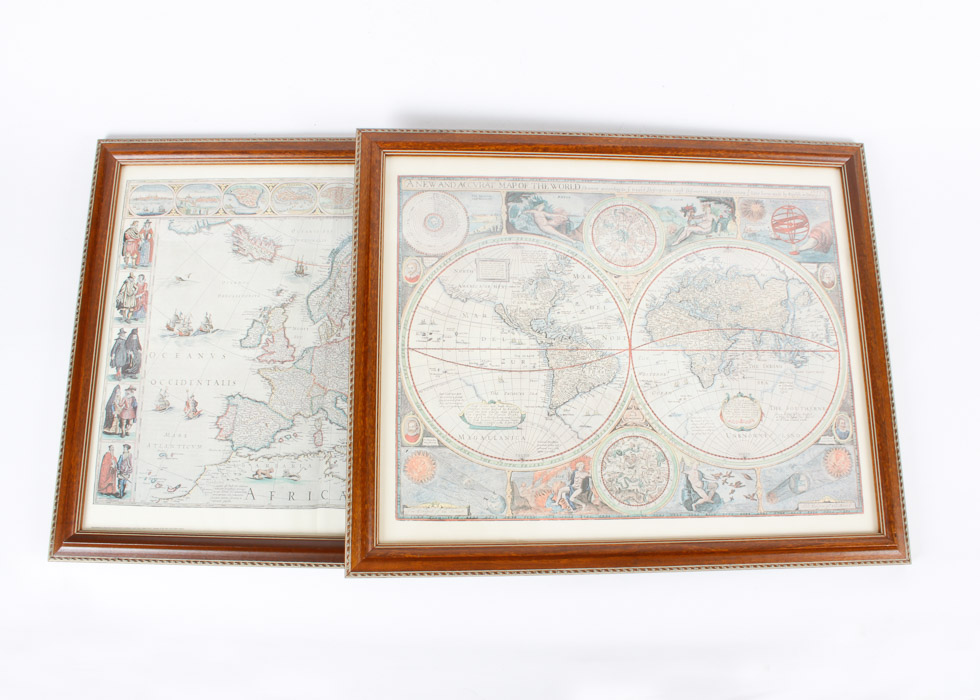Pair of Framed Map Prints