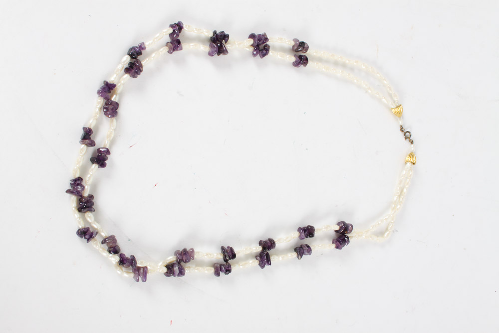 Freshwater Blister Pearls and Colored Stone Necklaces