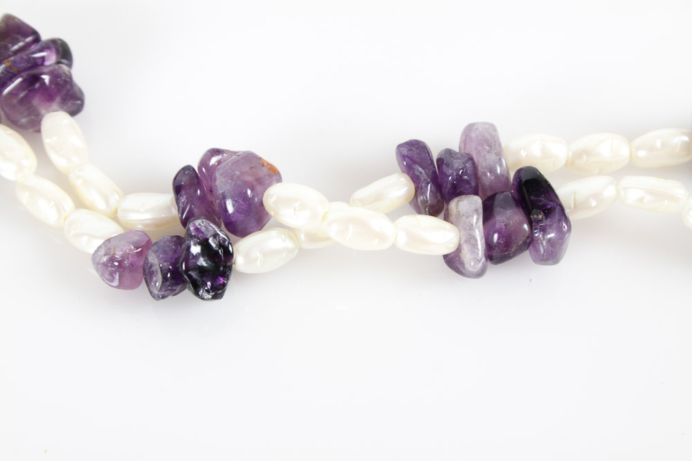 Freshwater Blister Pearls and Colored Stone Necklaces