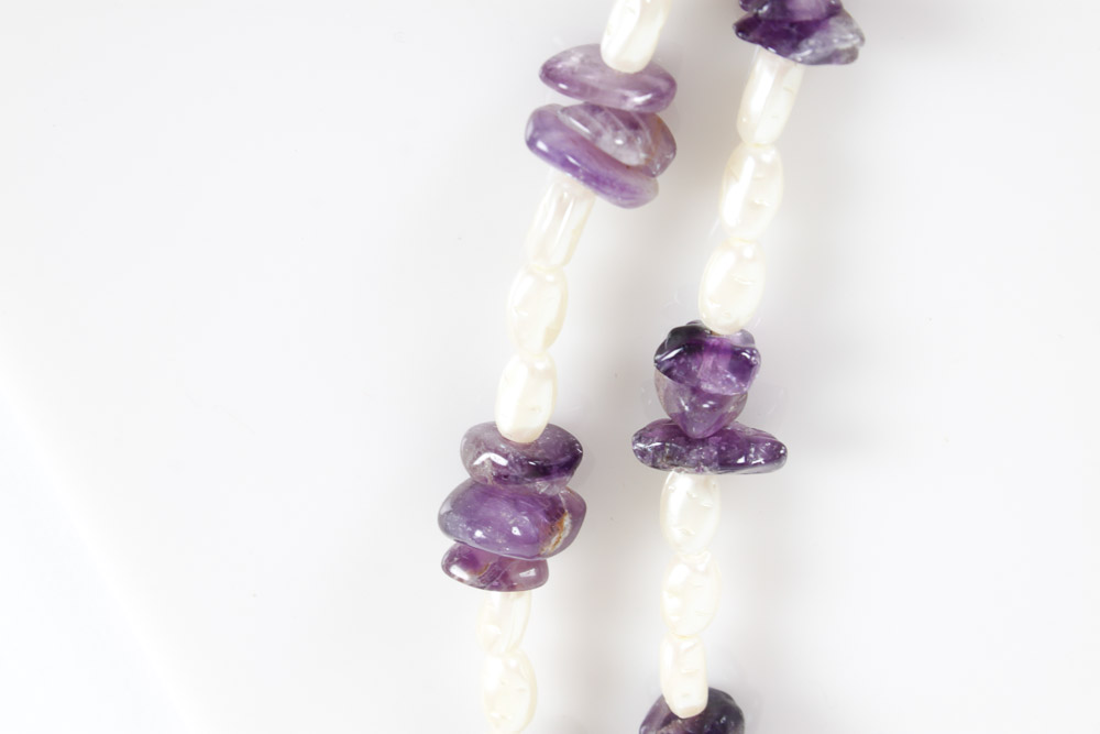 Freshwater Blister Pearls and Colored Stone Necklaces