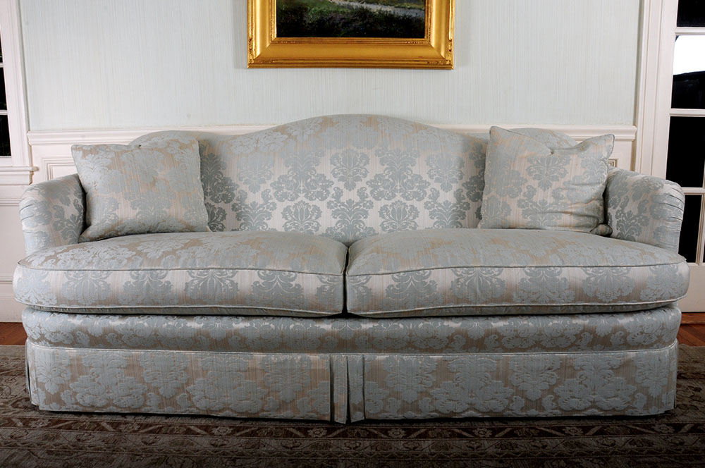 Camelback Silk Damask Sofa