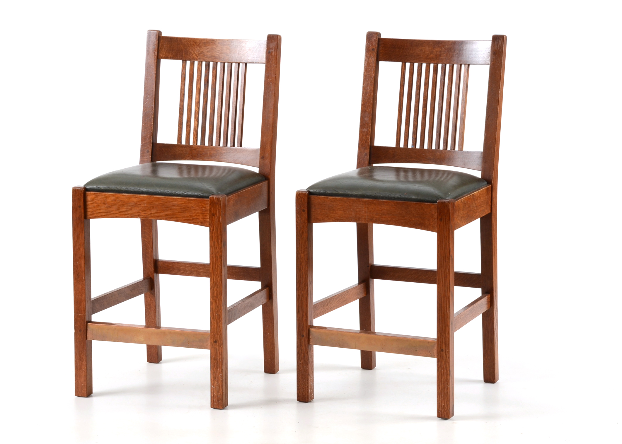 Contemporary Stickley Oak Bar Stools