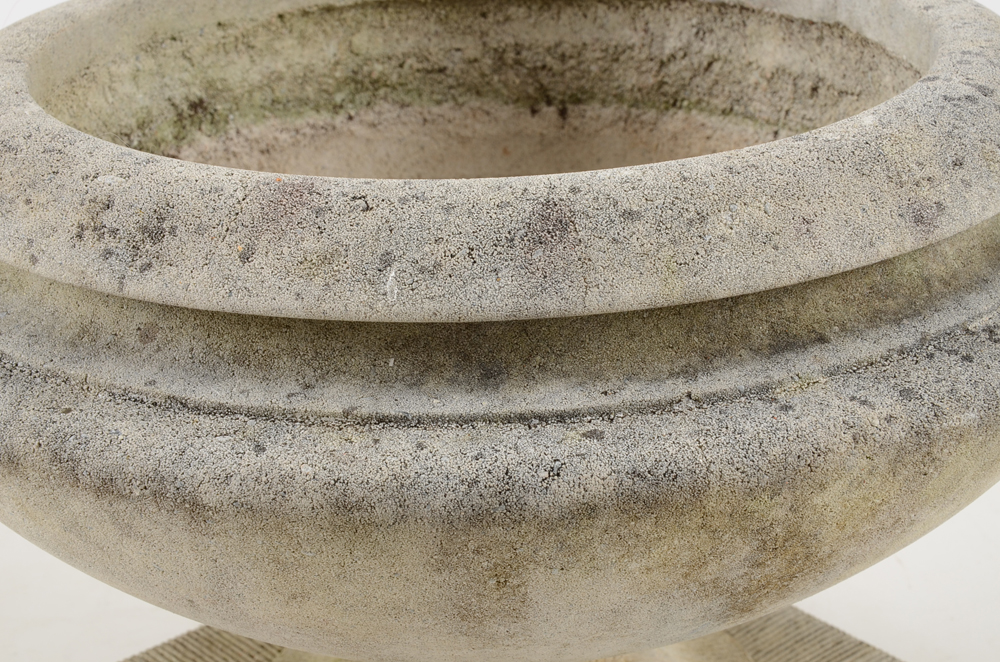 Pair of Limestone Garden Urns
