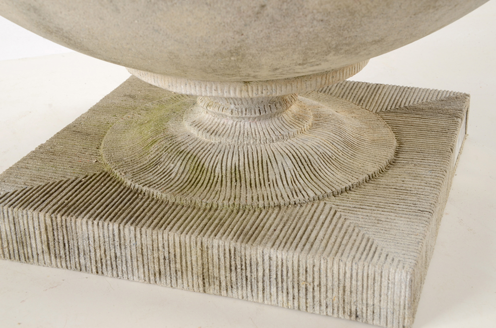 Pair of Limestone Garden Urns