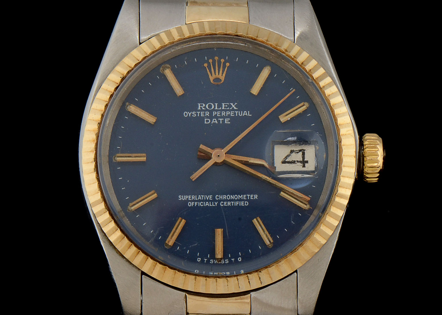 Men's Rolex Oyster Perpetual Date Stainless Steel 18K Gold Watch