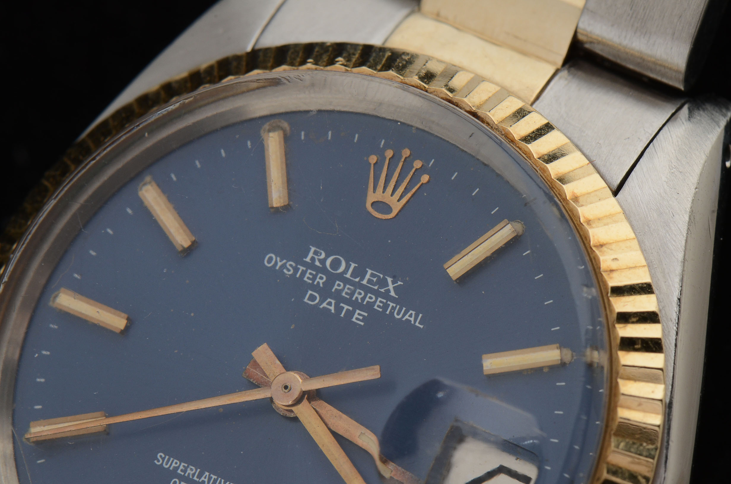 Men's Rolex Oyster Perpetual Date Stainless Steel 18K Gold Watch