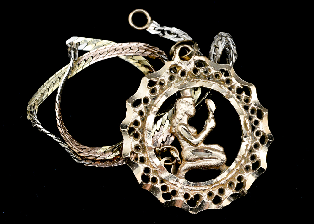 14K Gold Pendant and Scrap Bracelet