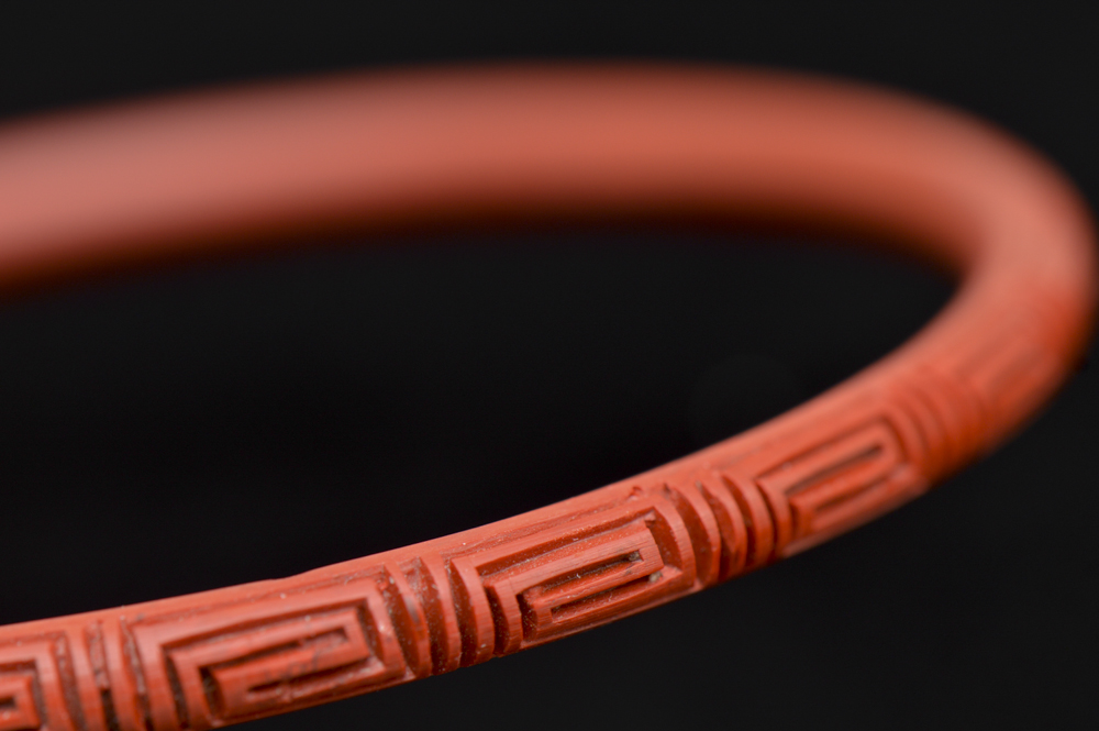 Chinese Hand Carved Cinnabar Bangle Bracelet