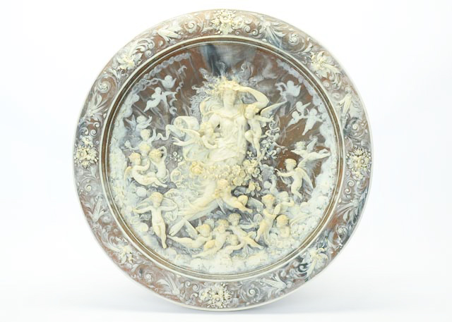 Burgundy Incolay Cameo Wall Plaque by Coralay Classics