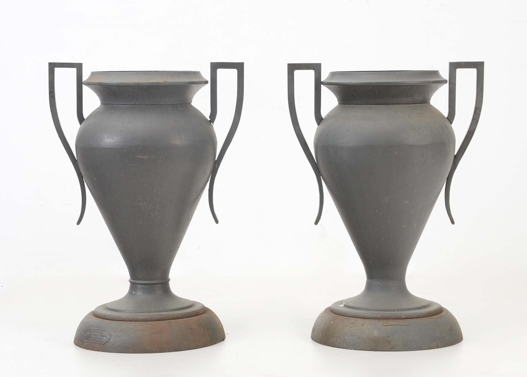 Pair of Kramer Bros. Cast Iron Garden Urns