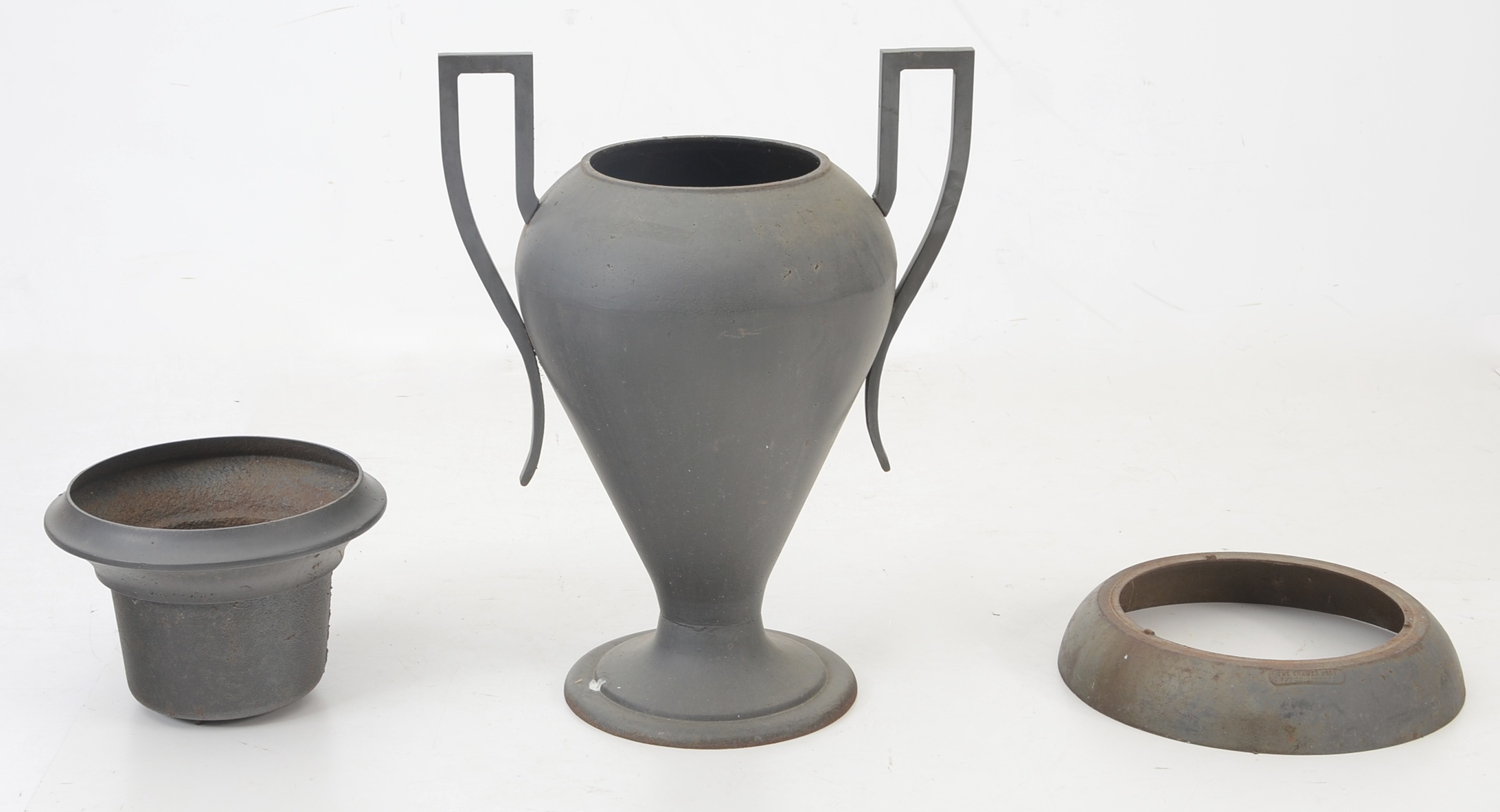 Pair of Kramer Bros. Cast Iron Garden Urns