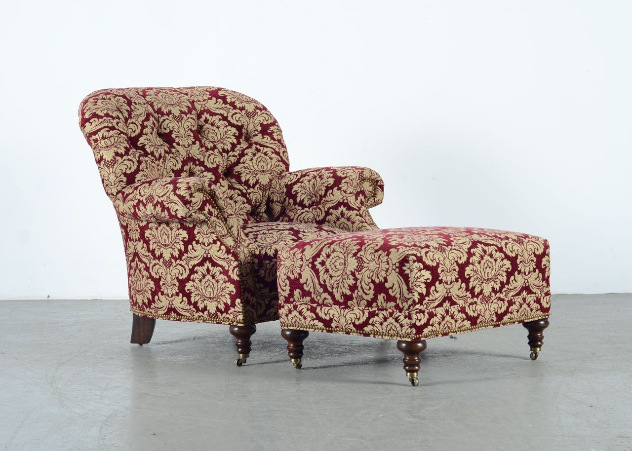 Southwood Traditional Tufted Chair and Matching Ottoman