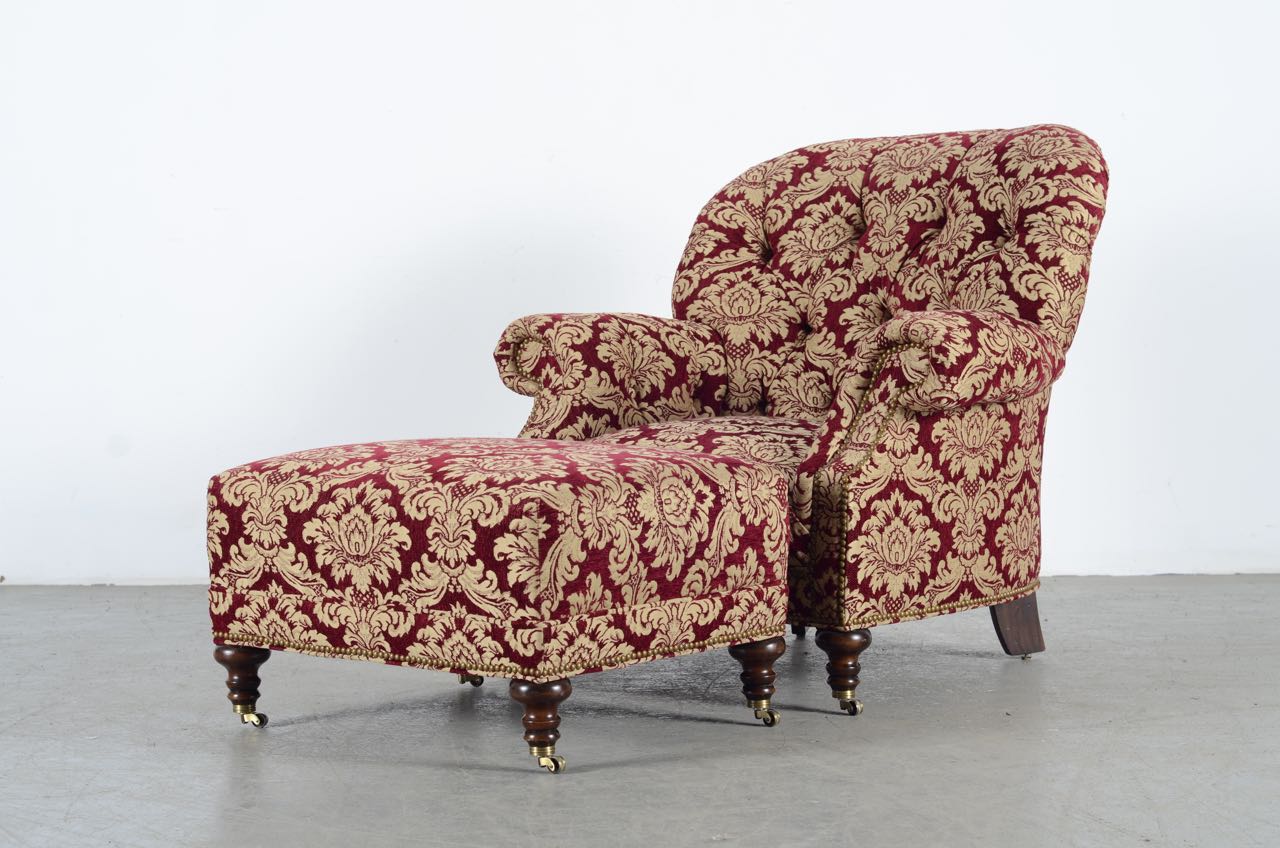 Southwood Traditional Tufted Chair and Matching Ottoman