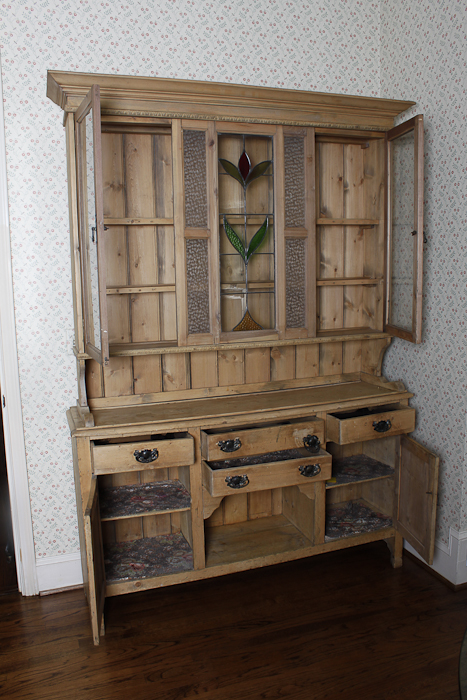 Kitchen Hutch with Stained Glass Accents