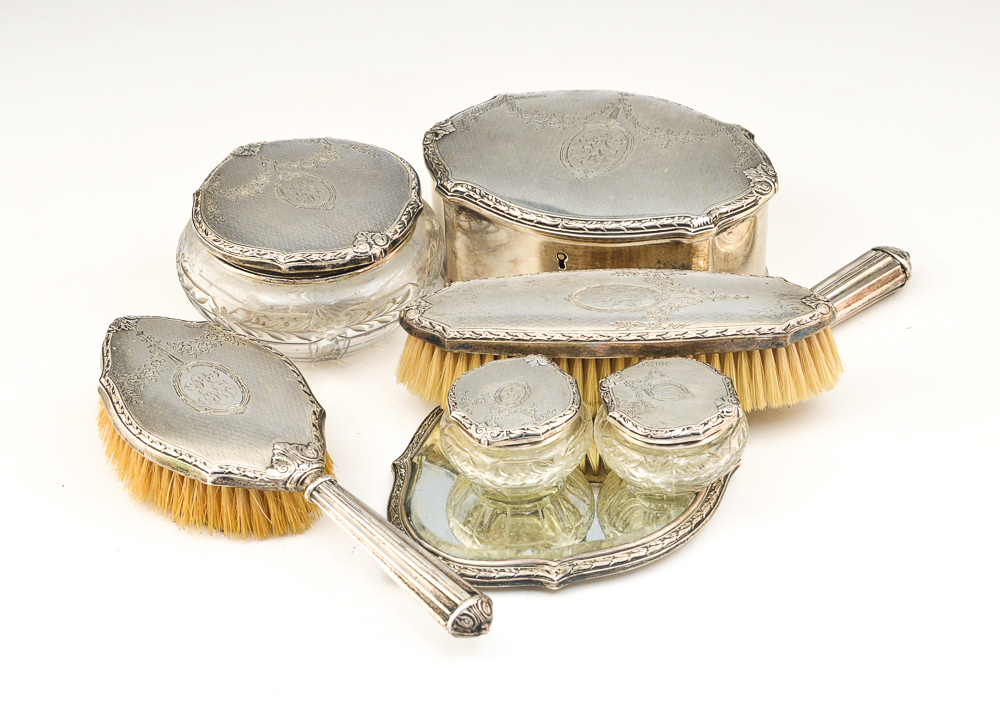 Wm. B. Kerr Sterling Silver Extensive Vanity Set