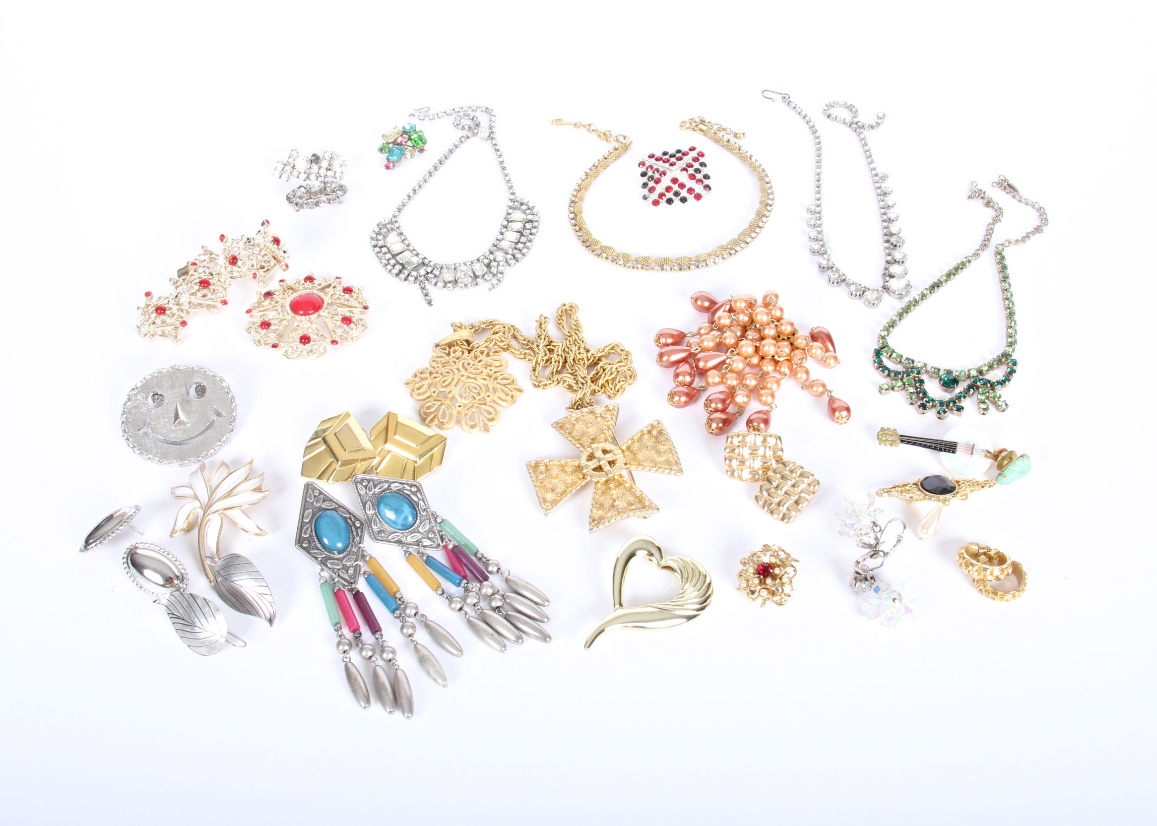 Costume Jewelry Assortment Including 14K and Jade Tie Tack