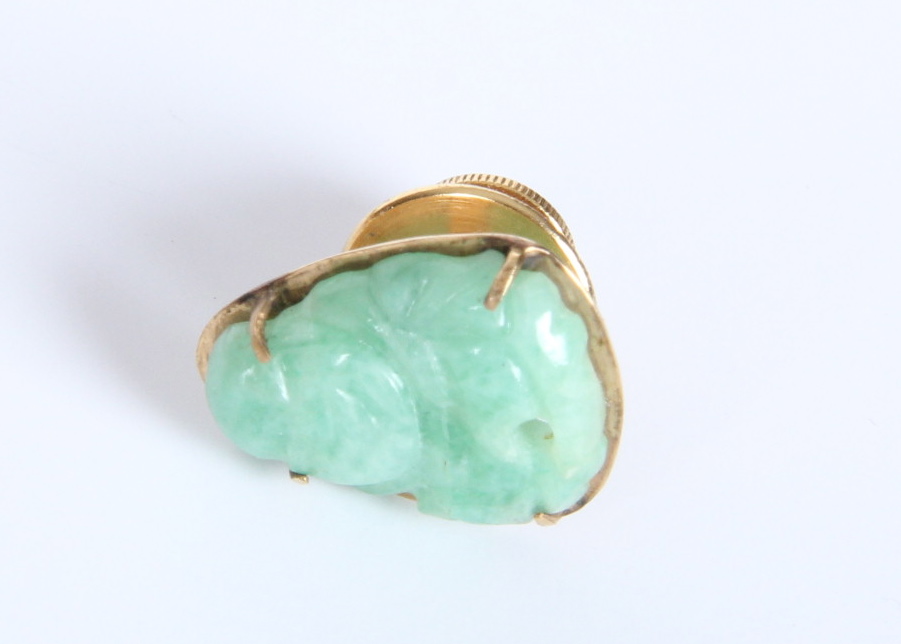 Costume Jewelry Assortment Including 14K and Jade Tie Tack