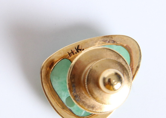 Costume Jewelry Assortment Including 14K and Jade Tie Tack