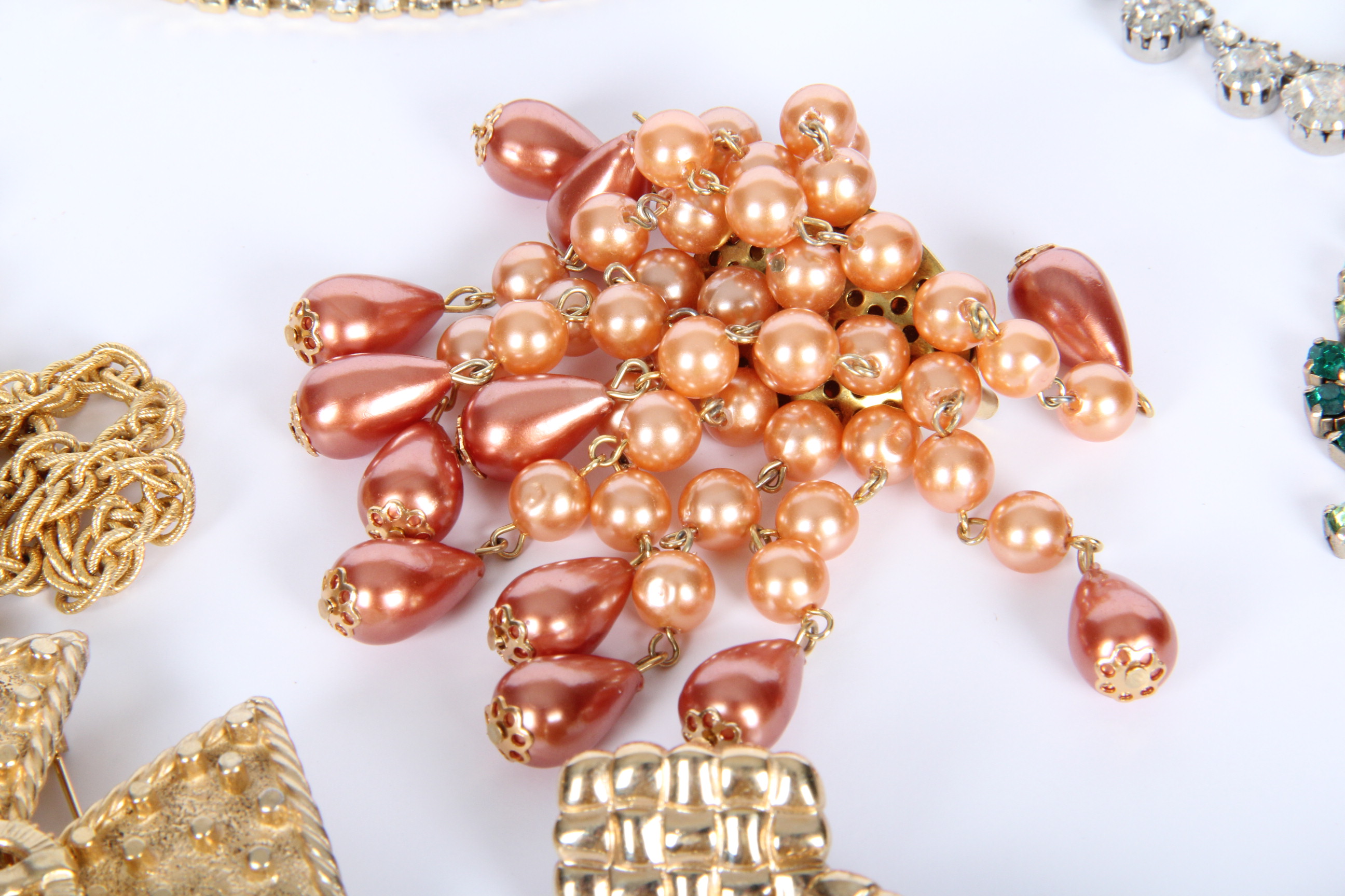 Costume Jewelry Assortment Including 14K and Jade Tie Tack