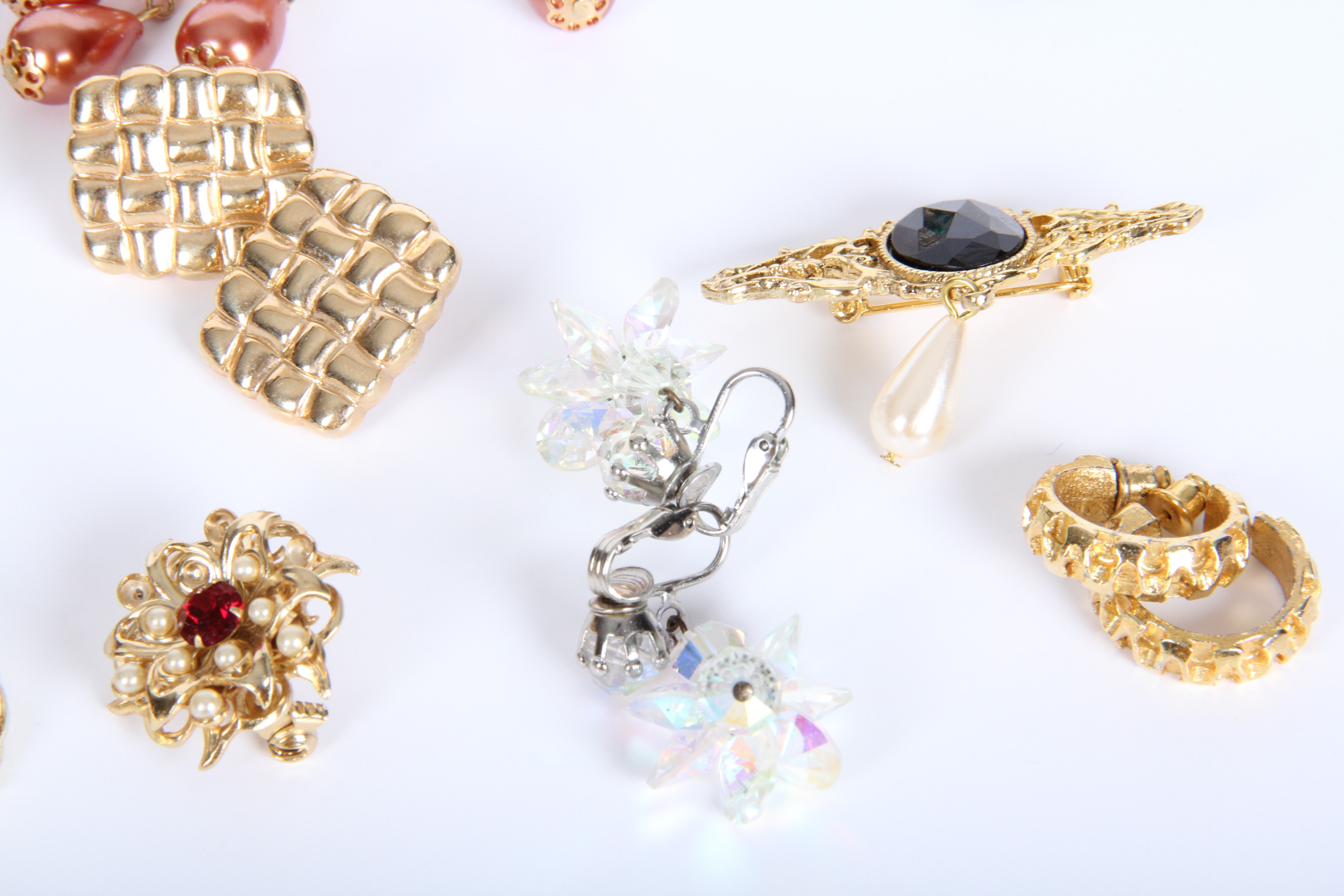 Costume Jewelry Assortment Including 14K and Jade Tie Tack