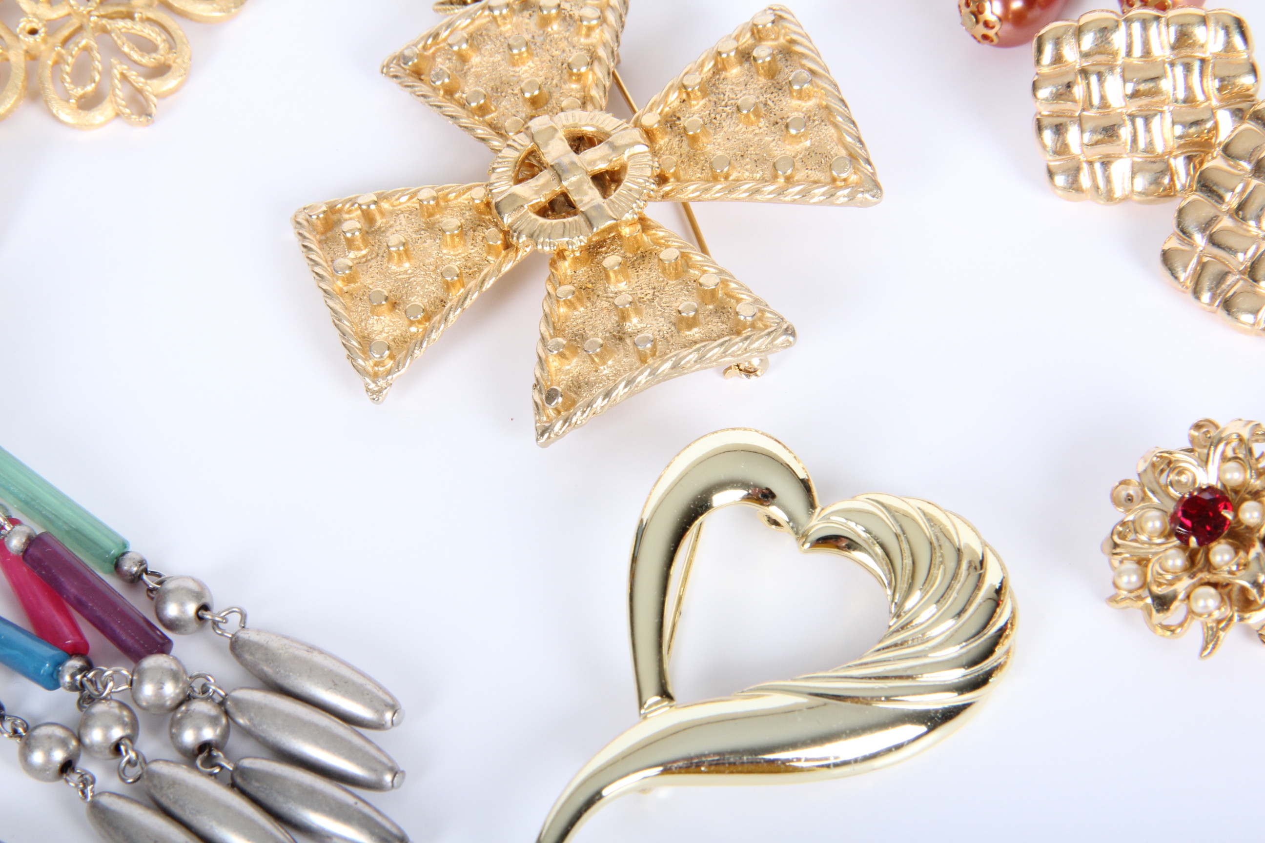 Costume Jewelry Assortment Including 14K and Jade Tie Tack