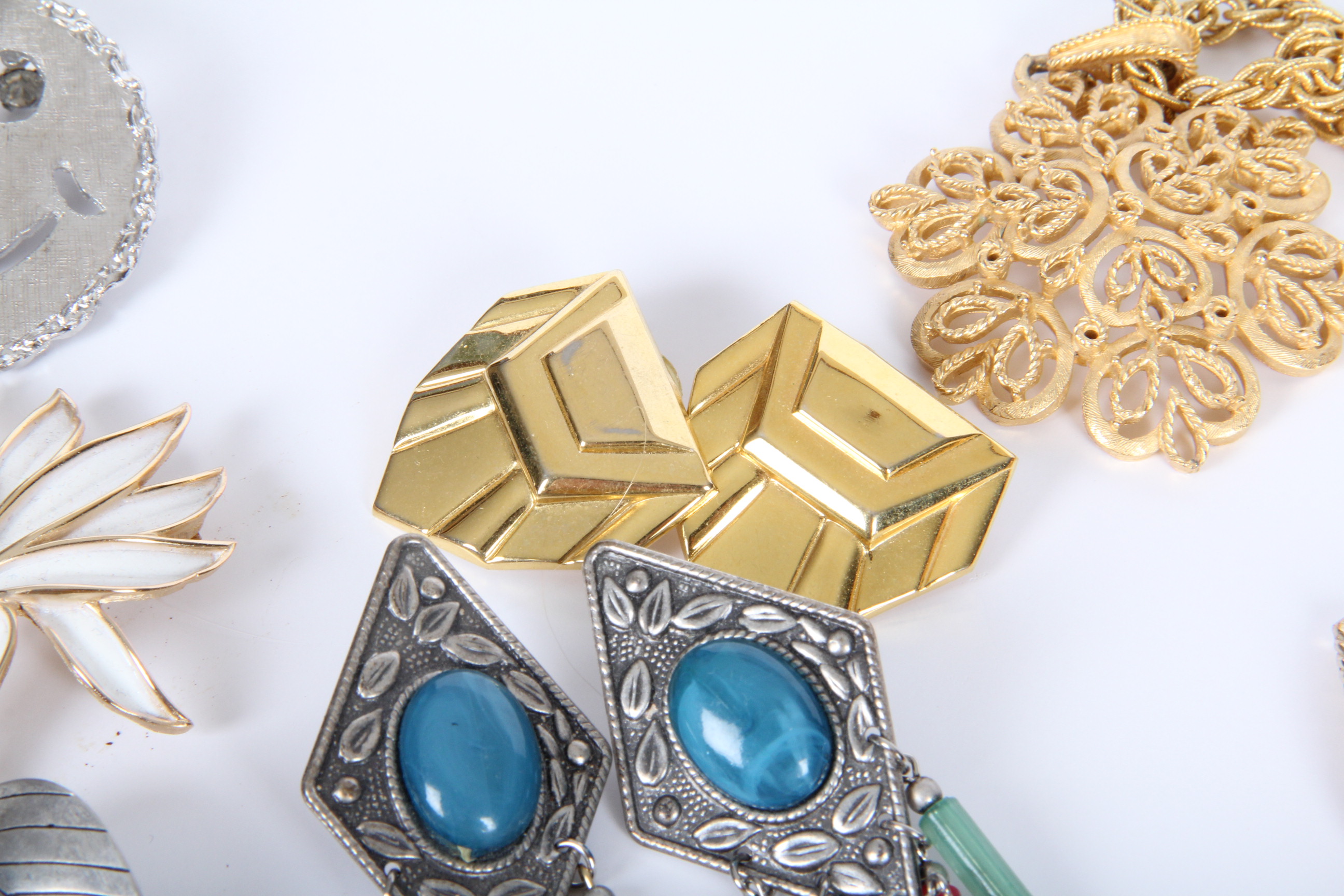 Costume Jewelry Assortment Including 14K and Jade Tie Tack