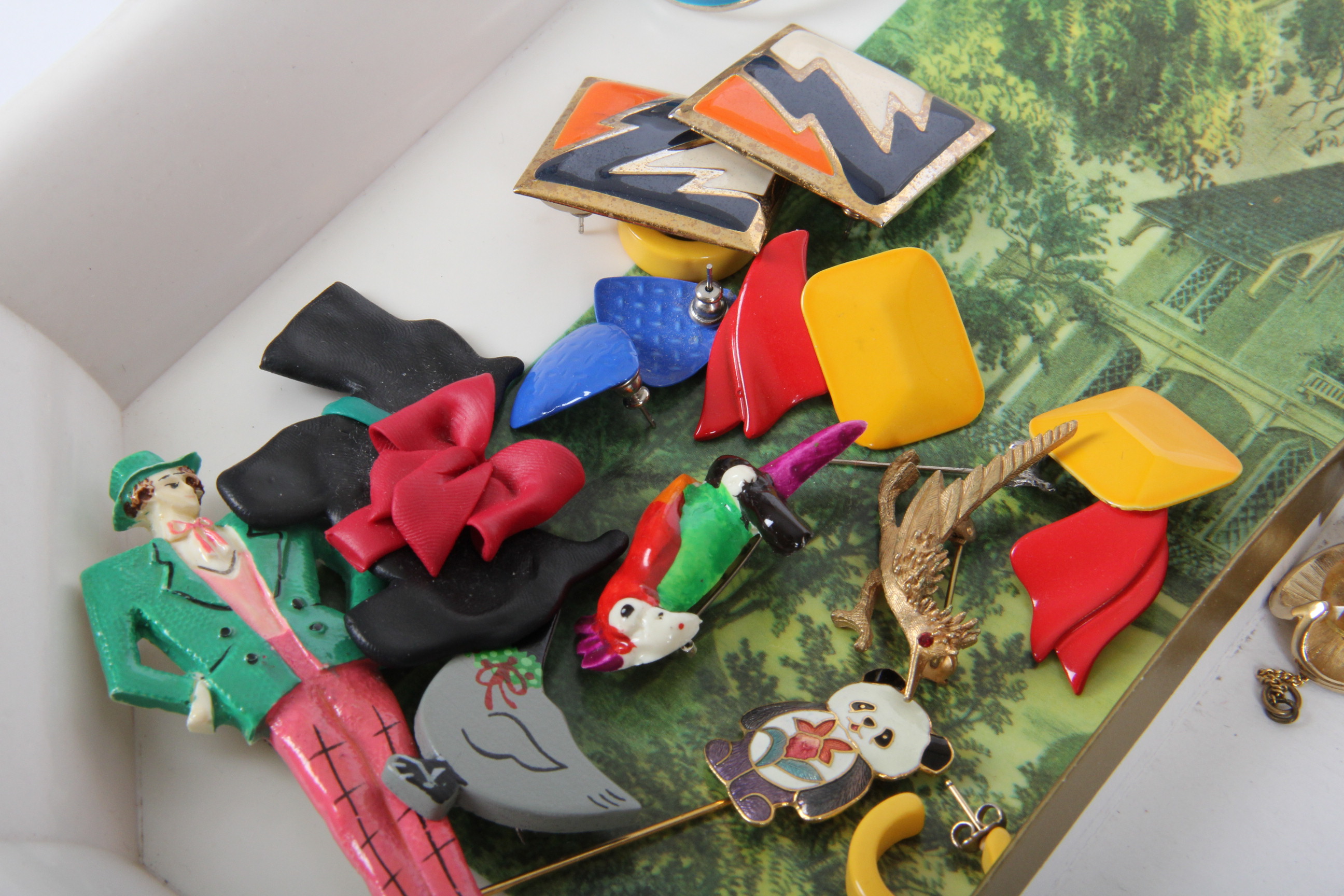 Costume Jewelry Assortment Including 14K and Jade Tie Tack