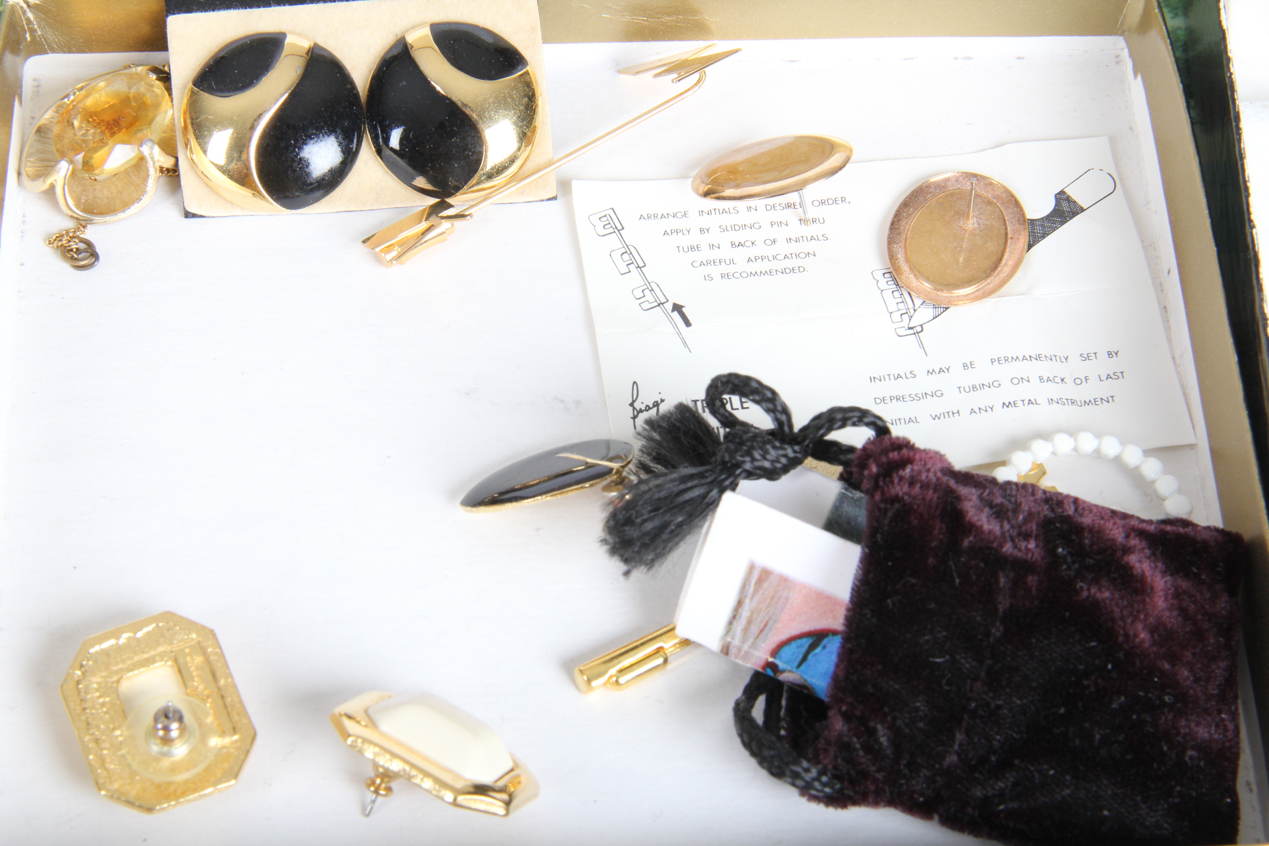 Costume Jewelry Assortment Including 14K and Jade Tie Tack