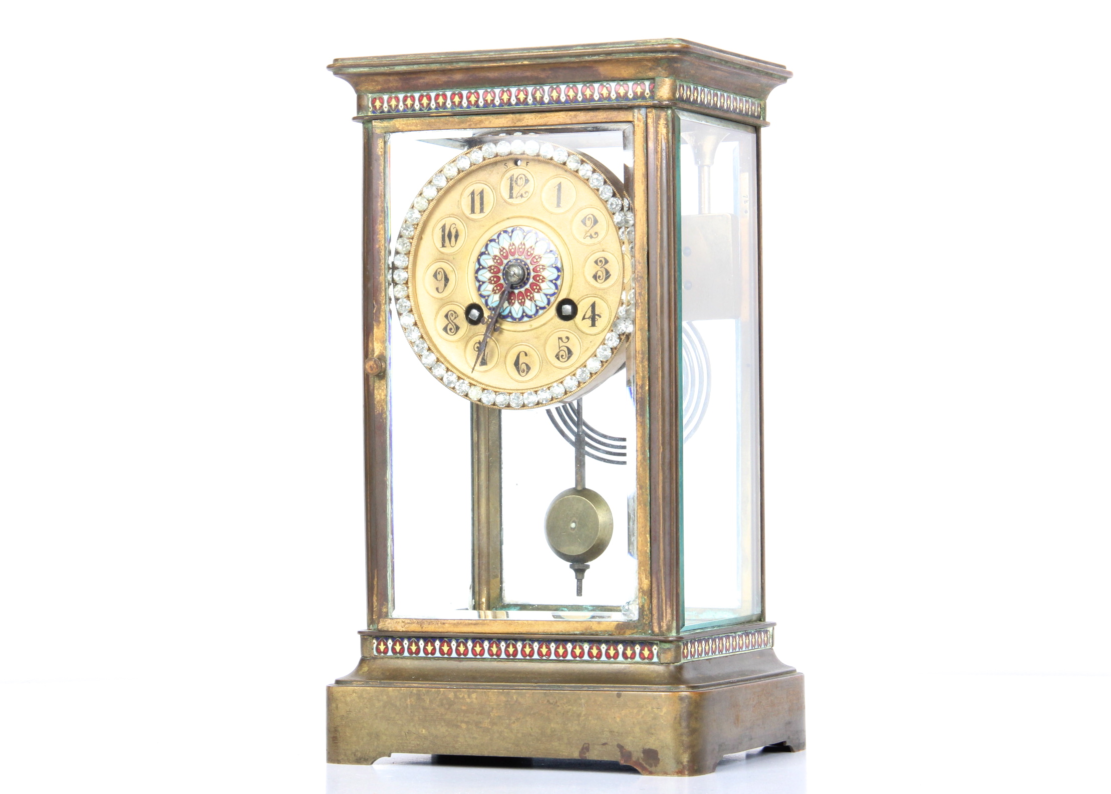 Antique French Enameled Pendulum Clock