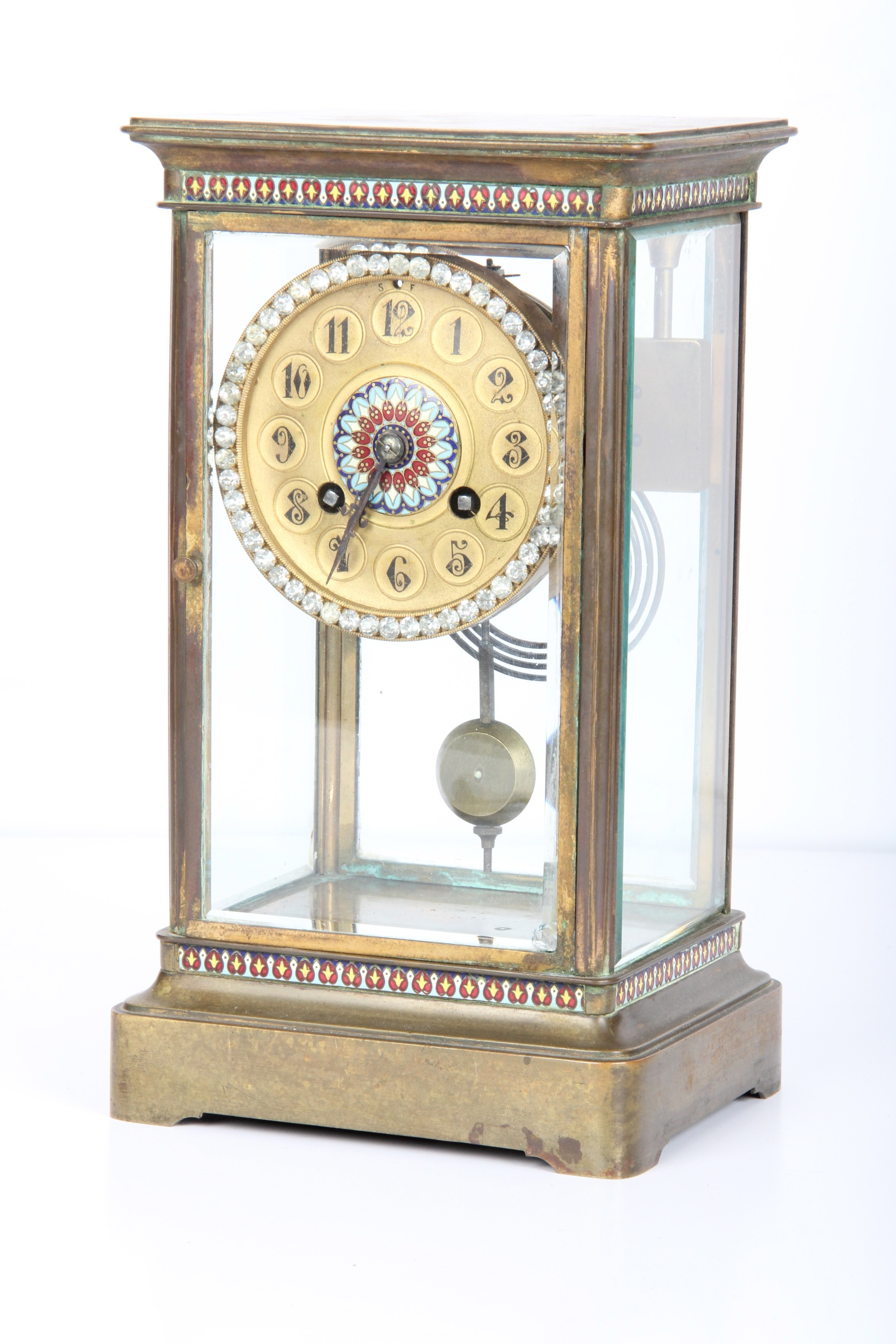 Antique French Enameled Pendulum Clock