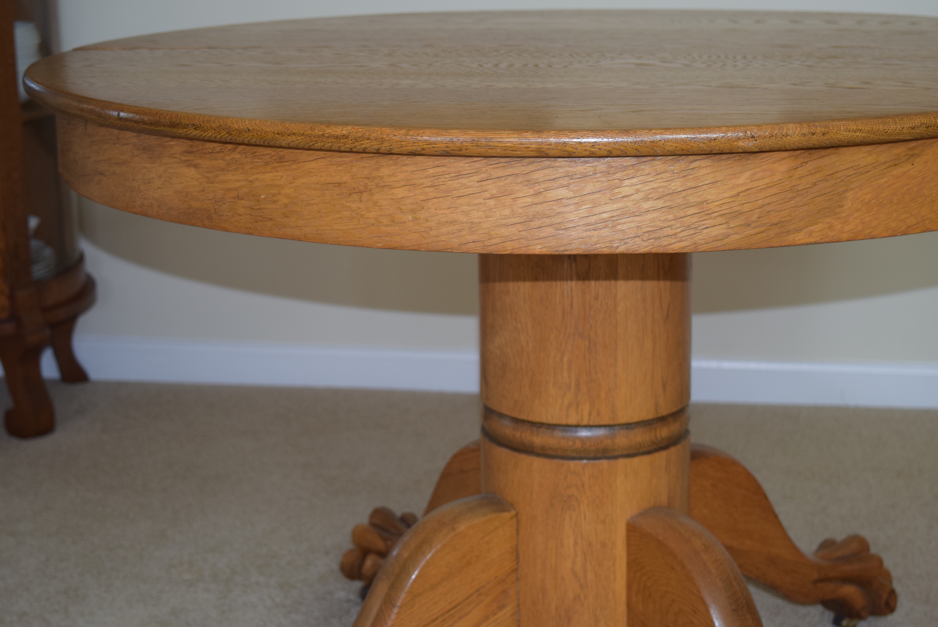 Oak Antique Claw Foot Dining Table with Eight Leaves