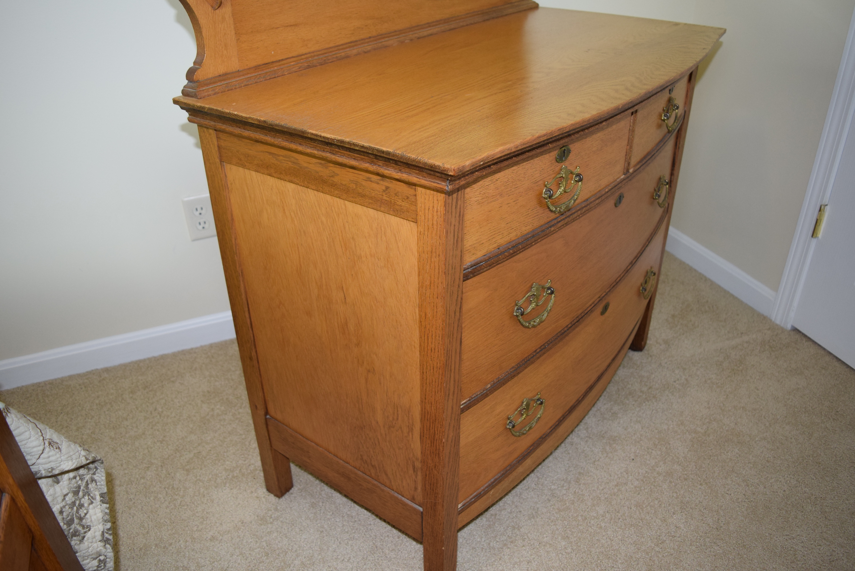 Antique Oak Dresser With Mirror
