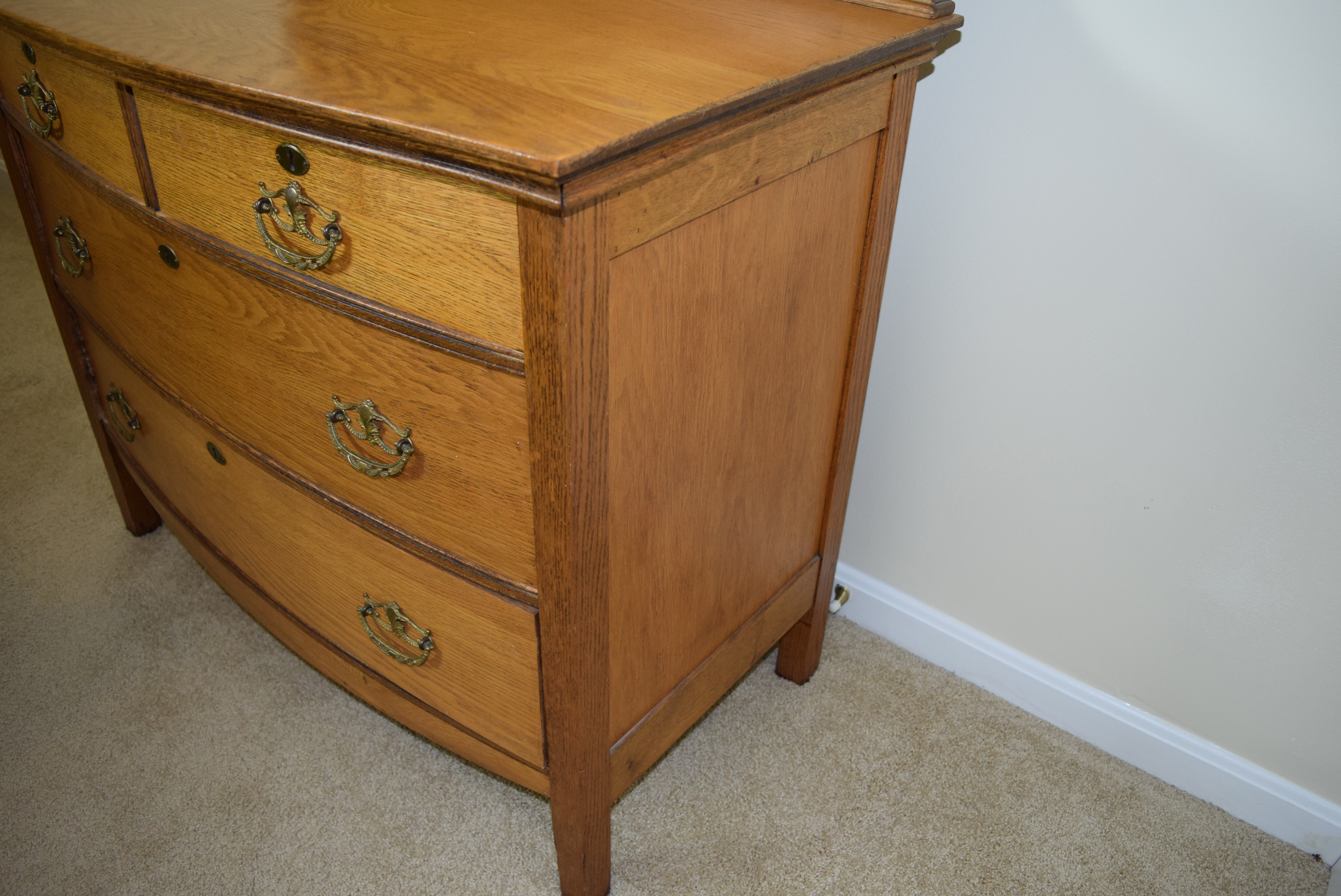 Antique Oak Dresser With Mirror