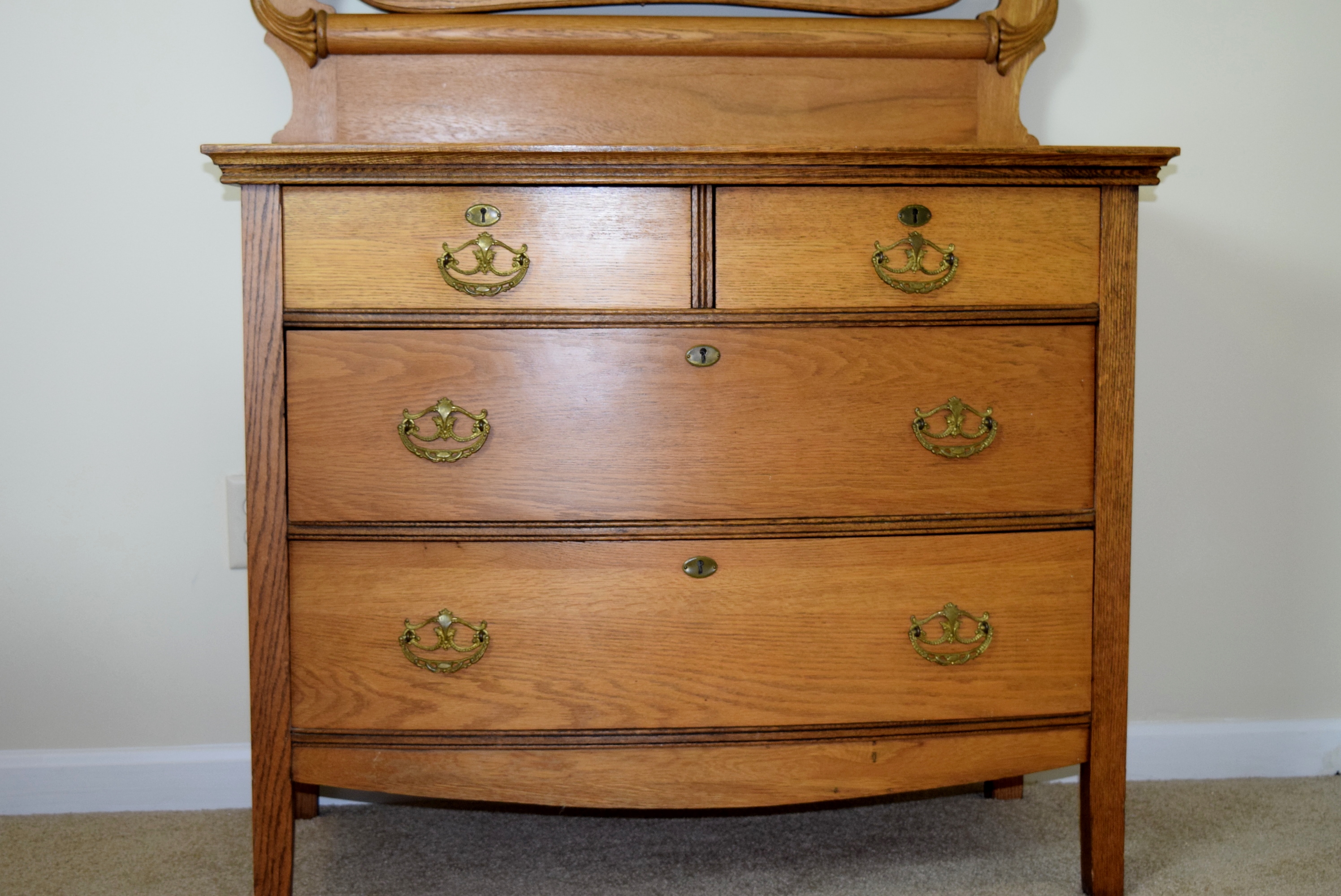 Antique Oak Dresser With Mirror