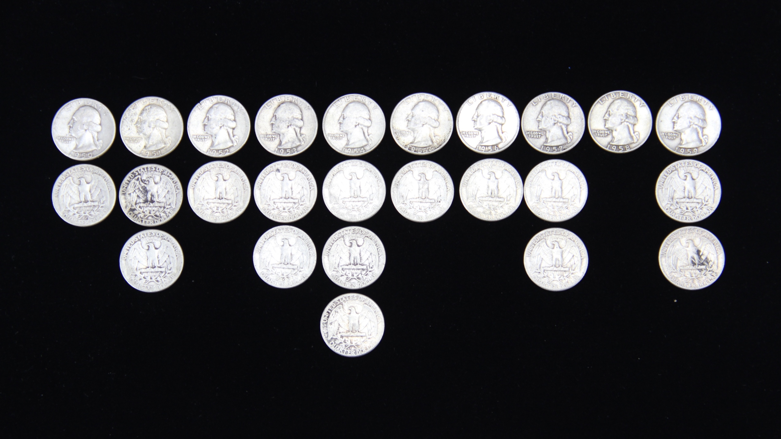 Vintage Silver Quarters from 1950s