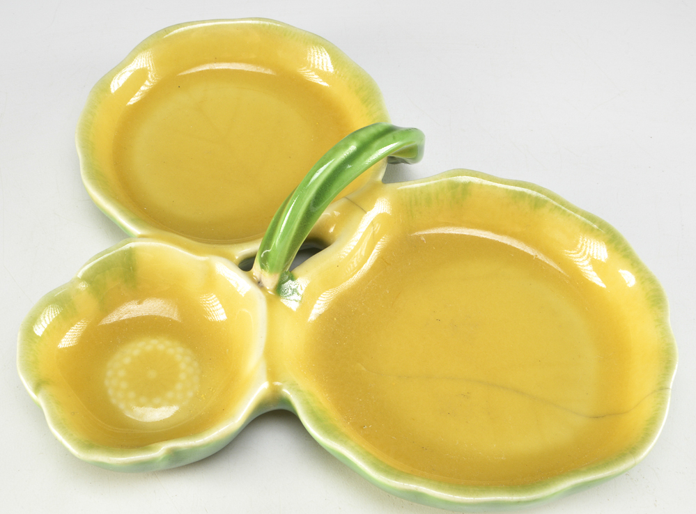 1922 Rookwood Pottery Poppy and Leaf Divided Dish