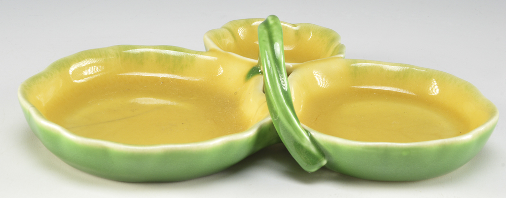 1922 Rookwood Pottery Poppy and Leaf Divided Dish