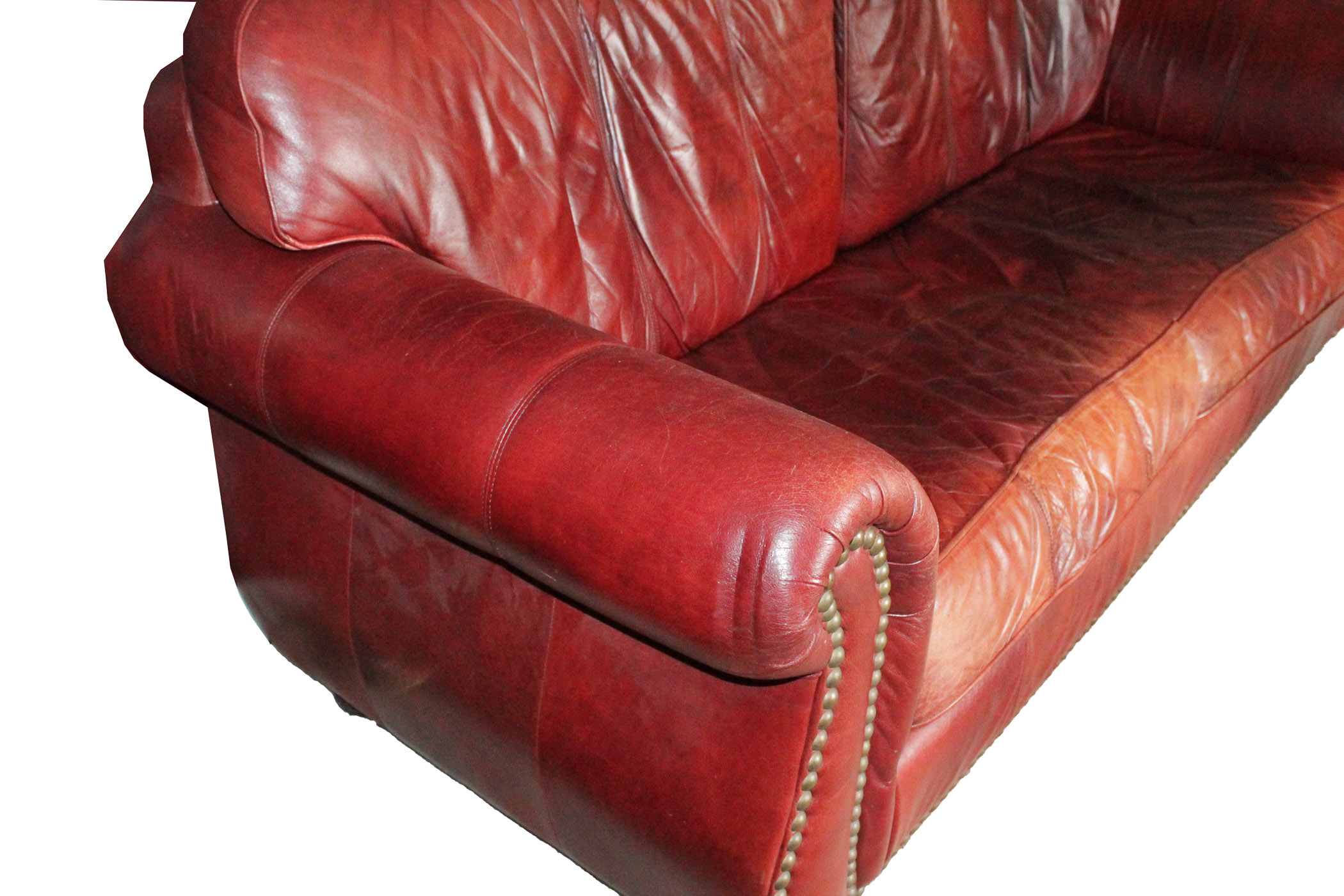Overstuffed Leather Sofa