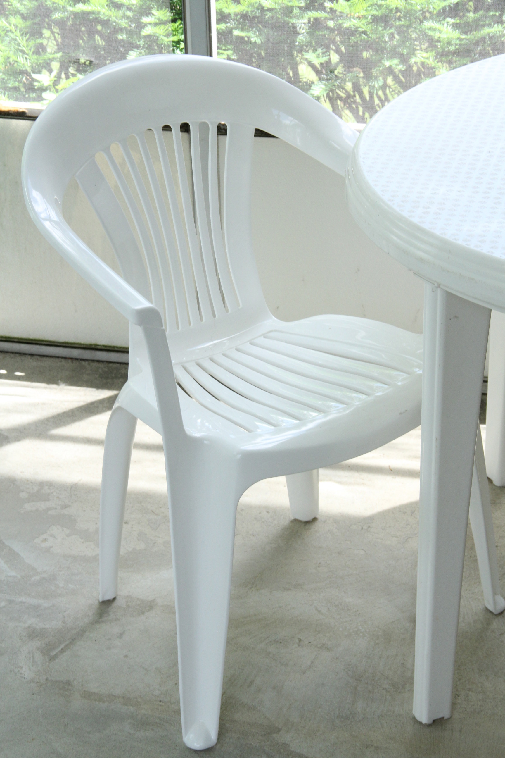 White Patio Table and Two Chairs