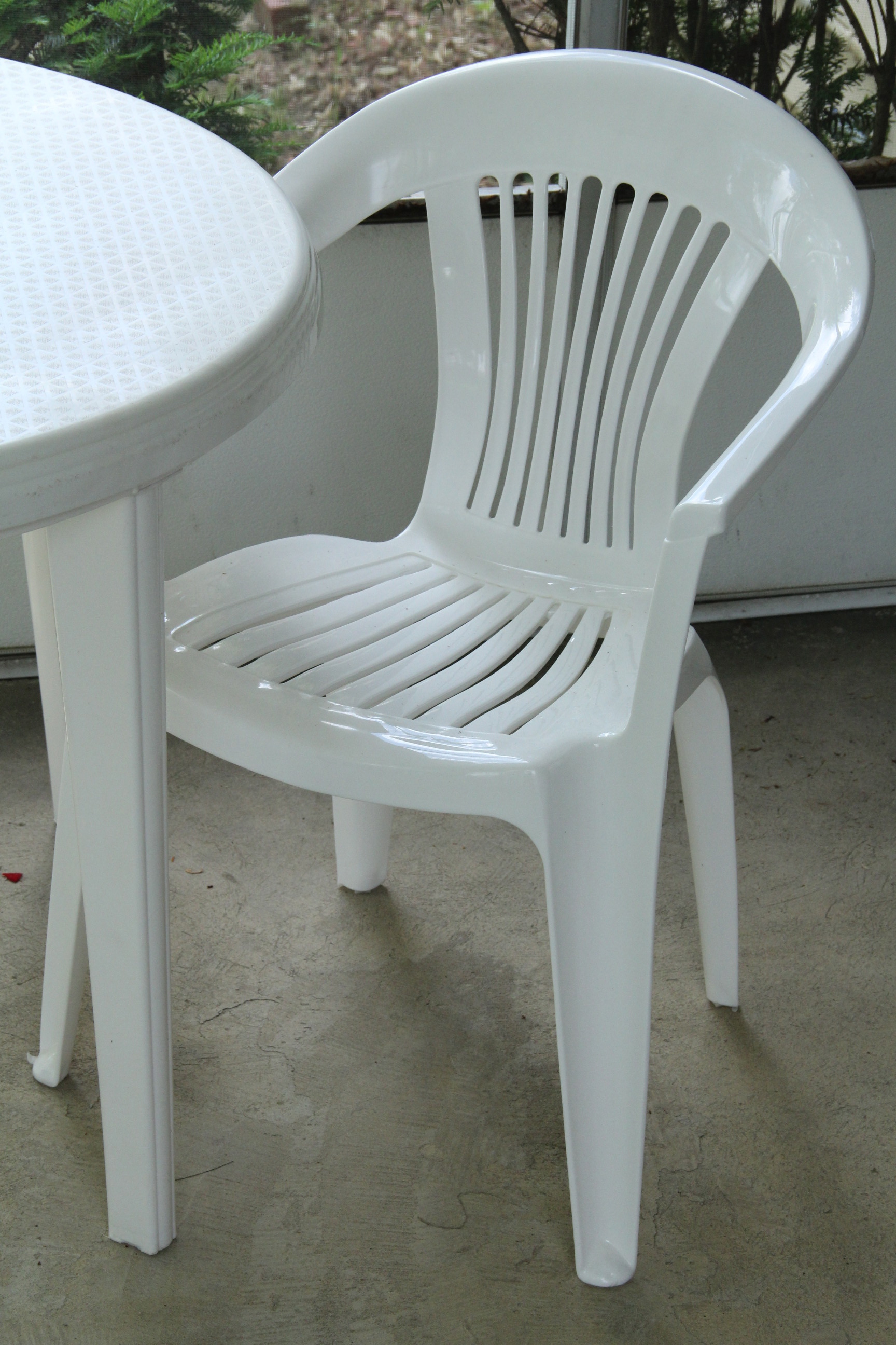 White Patio Table and Two Chairs