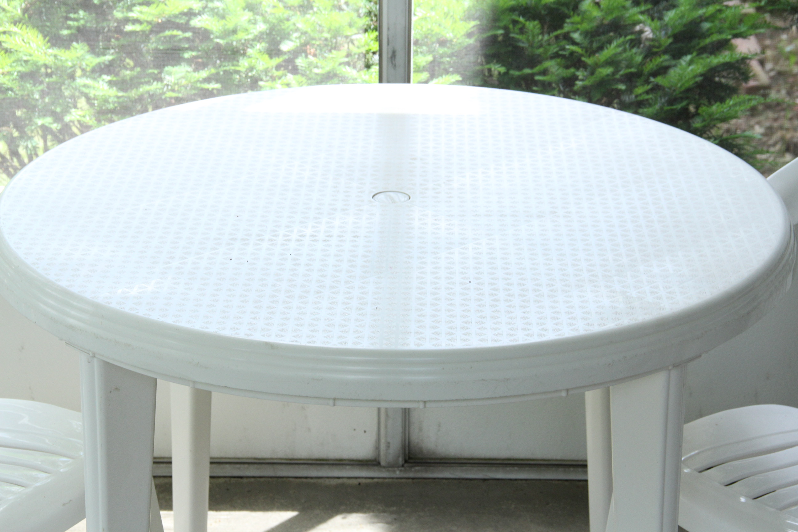 White Patio Table and Two Chairs