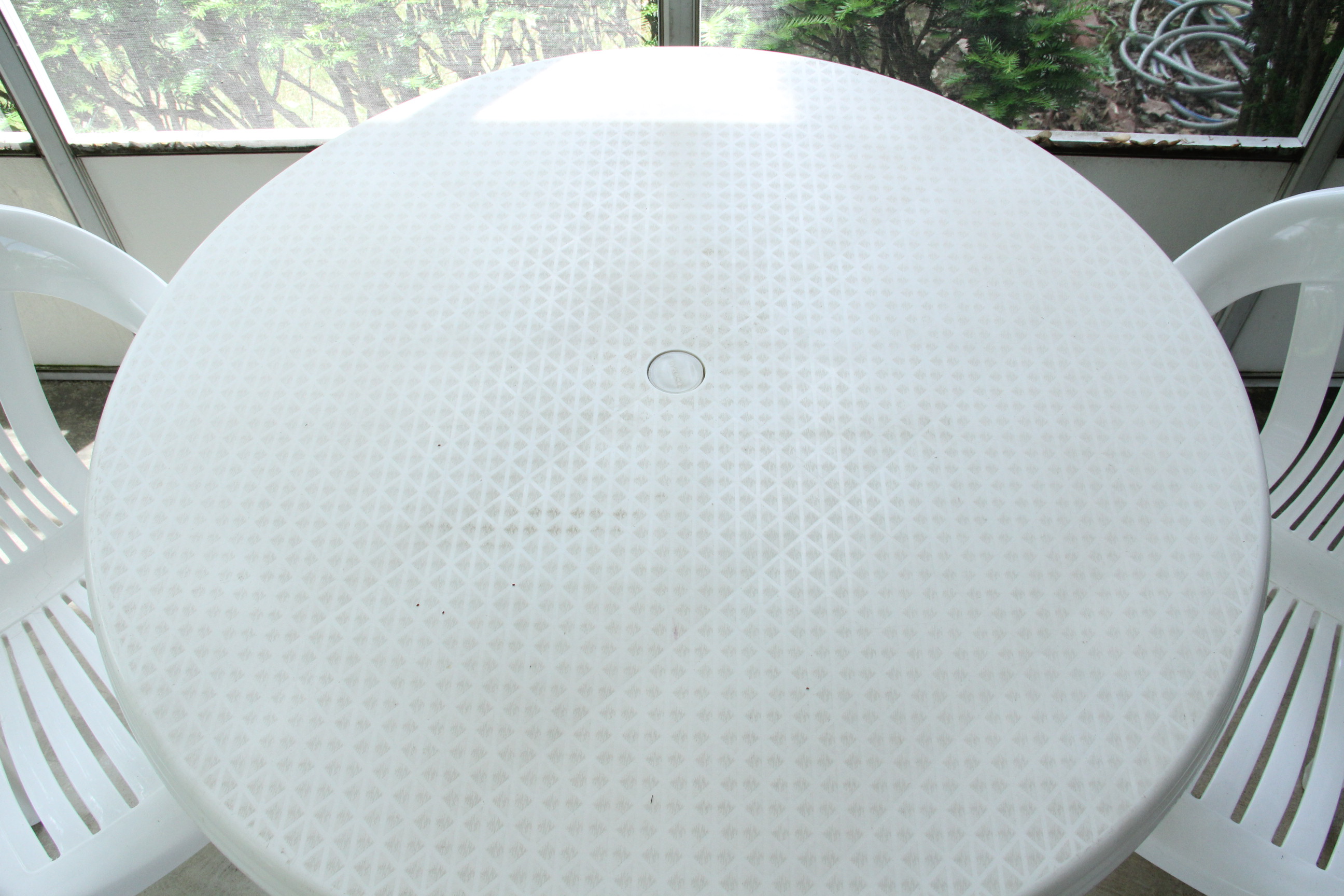 White Patio Table and Two Chairs