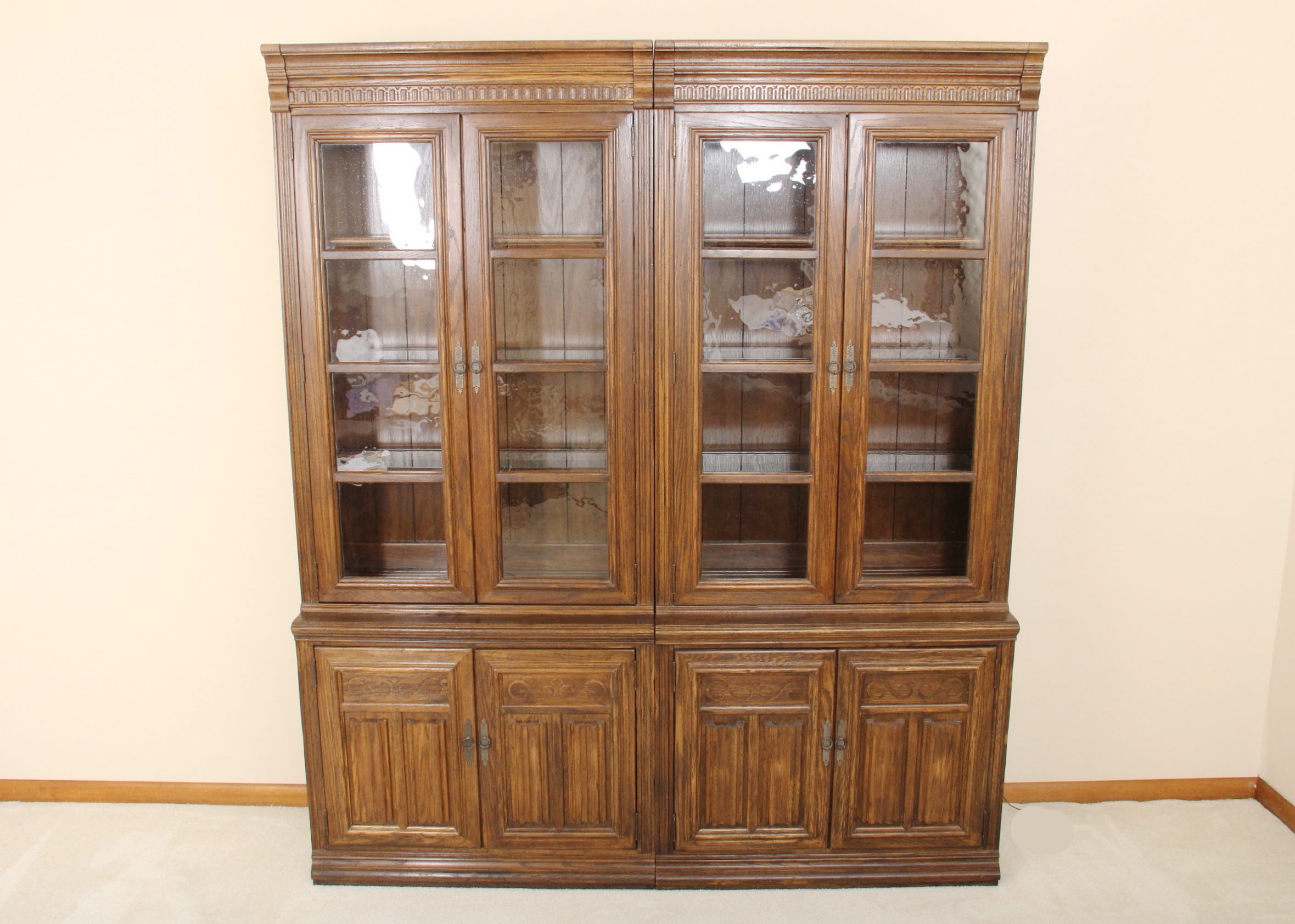 Pair of Oak China Cabinets