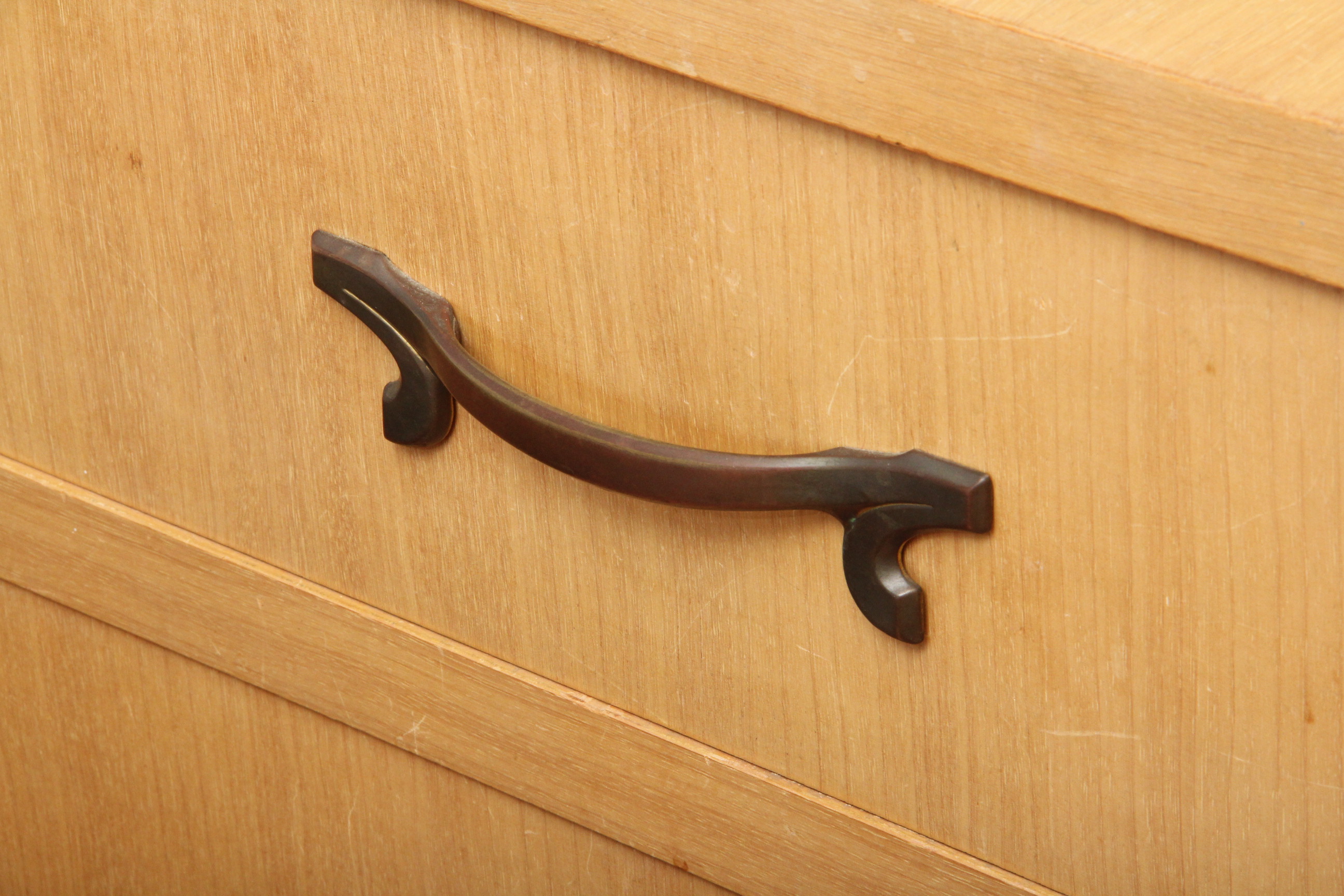 Vintage Blonde Veneered Dresser with Mirror