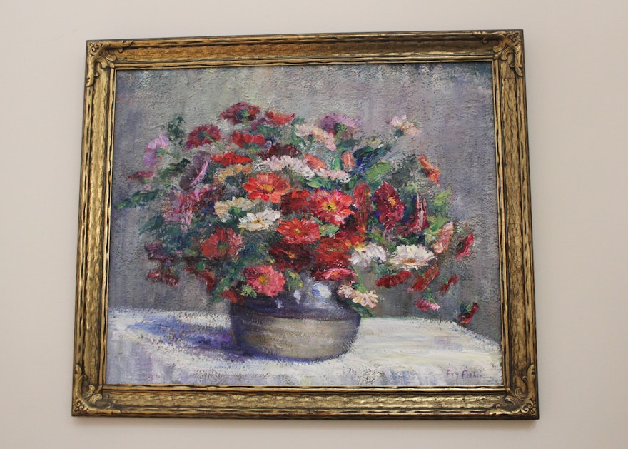 Lillie Fry Fisher Original Painting "Fall Flowers"