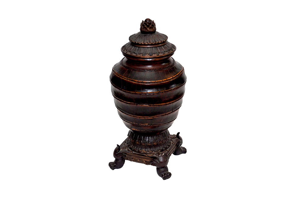 Faux Leather Decorative Urn