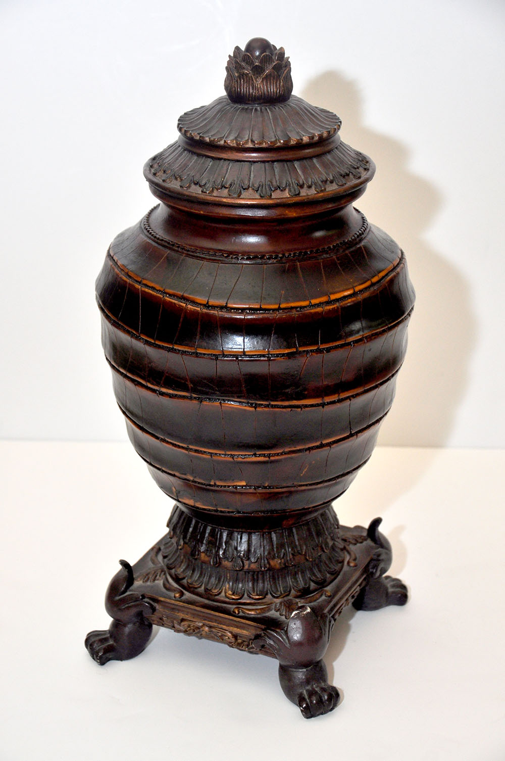 Faux Leather Decorative Urn