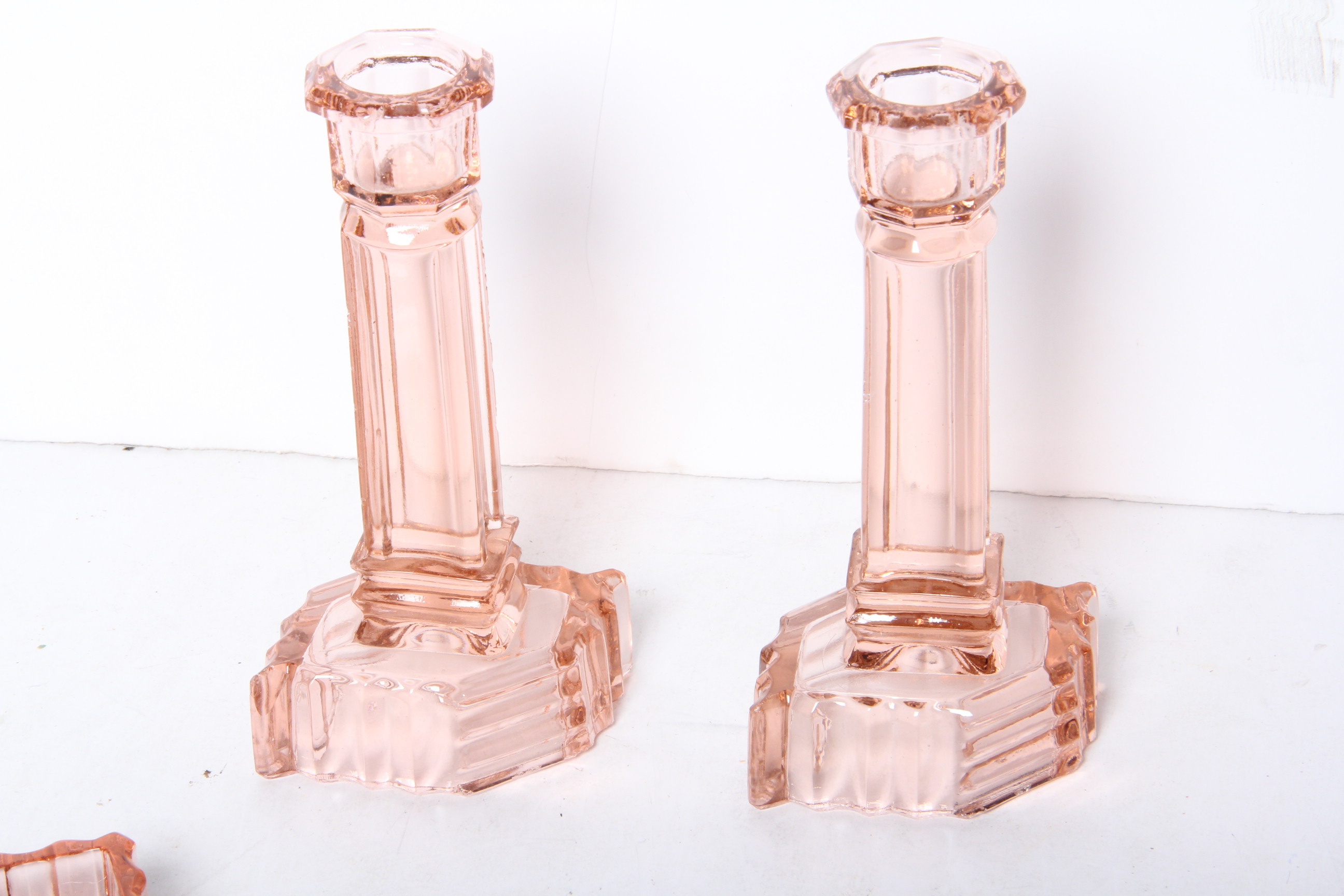 Pink Depression Glass Dresser Set
