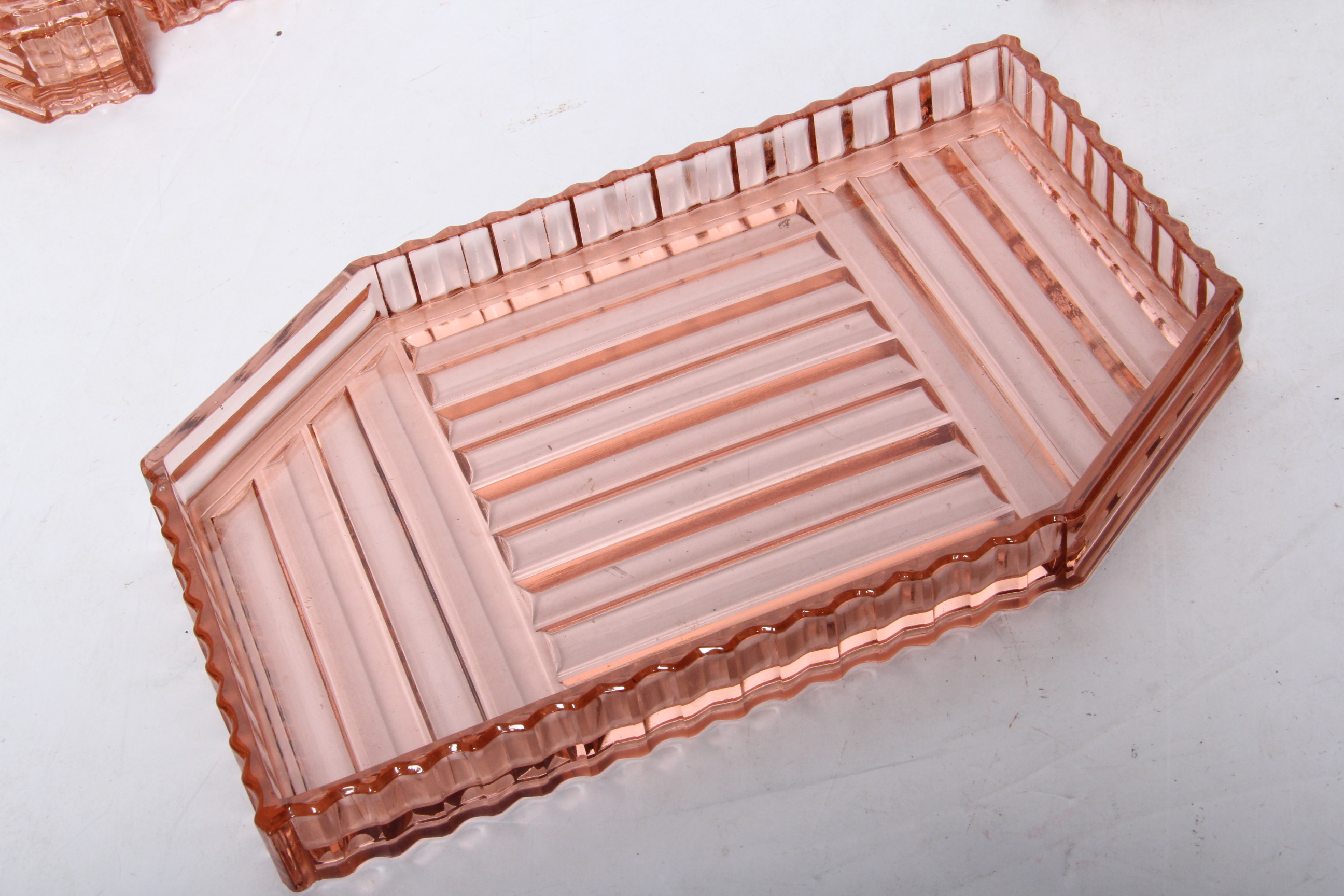 Pink Depression Glass Dresser Set