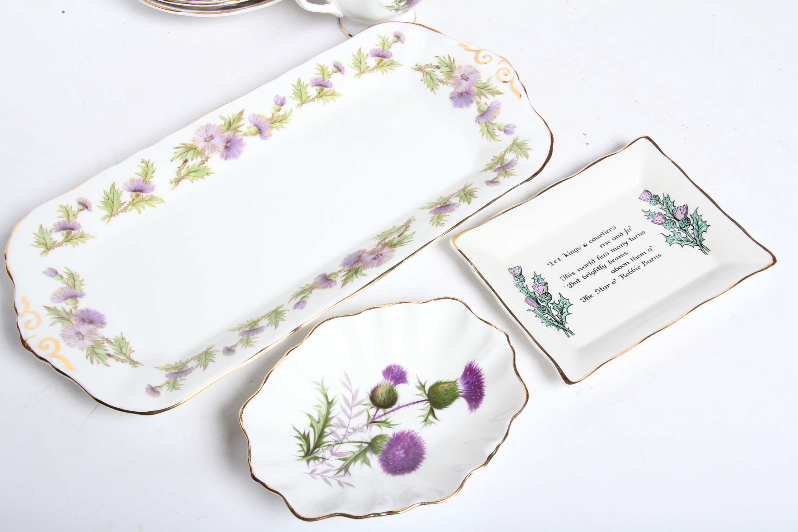 Thistle Motif China and Glass Assortment